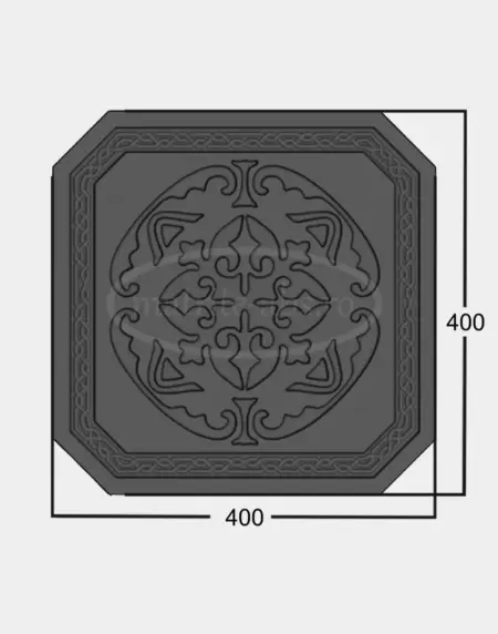 Vedere frontala a modelului de pavaj Artisan Walk, realizat cu ajutorul matritei, cu dimensiuni de 400x400 mm.