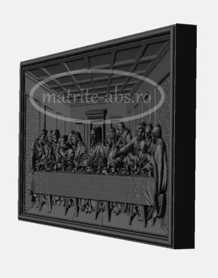 Vedere laterala a modelului Cina cea de Taina pentru tablou decorativ, creat cu matrita din ABS.