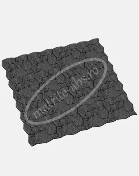 Imaginea arata un montaj de placi Flat Stone, vazut dintr-o perspectiva laterala pentru a evidentia continuitatea texturii si modul de aranjare a placilor.
