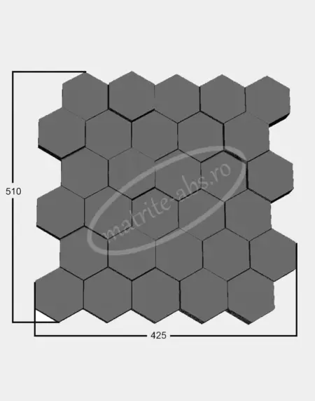 Model 3D Hex Up Down pentru placa decorativa, realizat cu matrite ABS