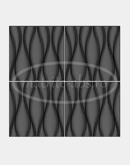 Placi decorative 3D model Motion montate in set de patru, obtinute cu matrita ABS, design curbat repetitiv