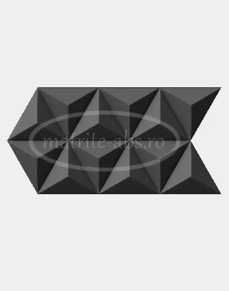 Model Prisme-V2 prezentat frontal, ilustrand designul geometric al placii decorative obtinute cu matrita din ABS.