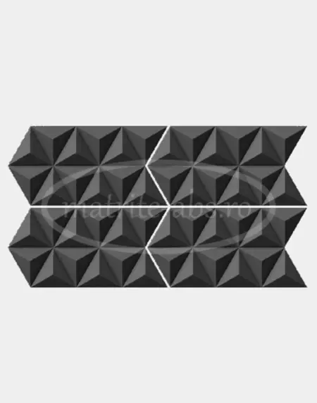 Matrita pentru modelul Prisme-V2, aratand configuratia de montare a placilor decorative si modul in care acestea se imbina pe suprafata unui perete