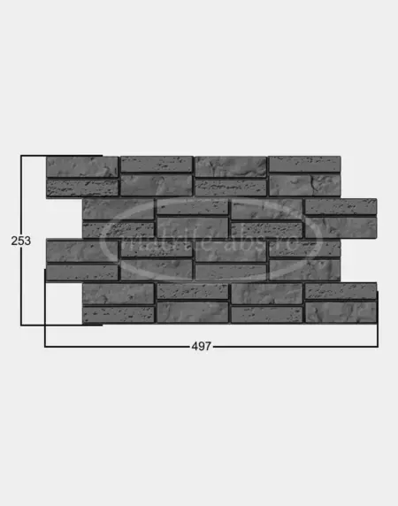 Matrita decorativa Small Bricks V2 cu dimensiuni de 497x253 mm, imitatie travertin si piatra sparta.