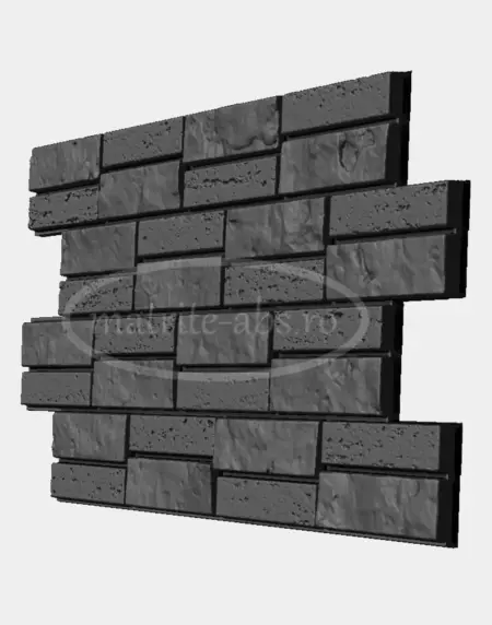 Matrita Small Bricks V2 din vedere laterala, utilizata pentru realizarea placilor decorative 3D cu textura de travertin si piatra sparta.