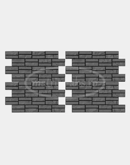 Modul de imbinare al placilor decorative realizate cu matrita Small Bricks V2, prezentand un aspect de travertin si piatra sparta