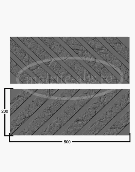 Matrita ABS StriaCore pentru placi decorative, design cu linii diagonale texturate, dimensiuni de 500x200 mm.