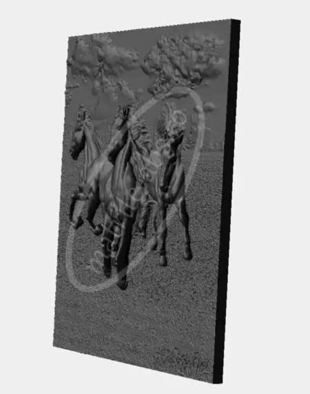 Matrita ABS model Three Horses pentru tablou decorativ, vedere detaliata