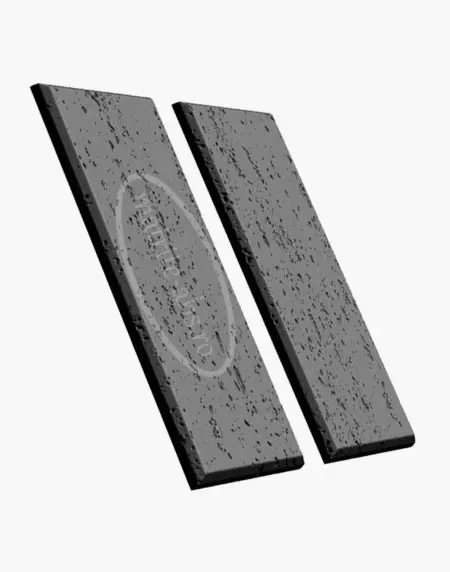Vedere laterala a setului de 2 matrite pentru placi decorative imitatie travertin, prezentand textura detaliata a suprafetelor.
