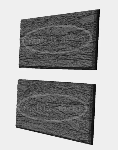 Matrite ABS model Travertin Rustic, vedere laterala prezentand textura detaliata a celor doua placi cu tipare diferite.