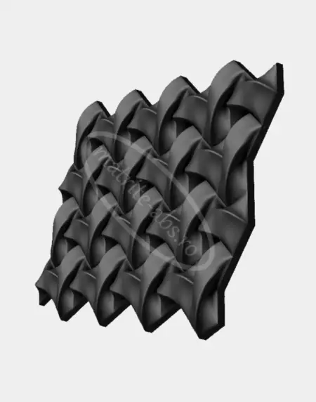 Placa decorativa realizata cu matrita model Twist, prezentata din unghi lateral pentru evidentierea designului 3D.