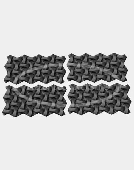 Demonstratie a modului de montare si imbinare a placilor decorative obtinute cu matrita model Twist, vazute din fata.