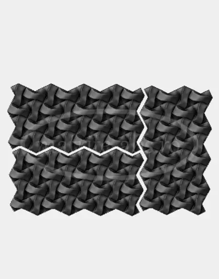 Modul de imbinare si montaj al placilor decorative obtinute cu matrita model Twist, prezentate din fata.