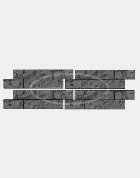 Aranjament de montare a placilor decorative model ZedRock, obtinute cu matrita din ABS, vizualizate pentru a arata modul de imbinare