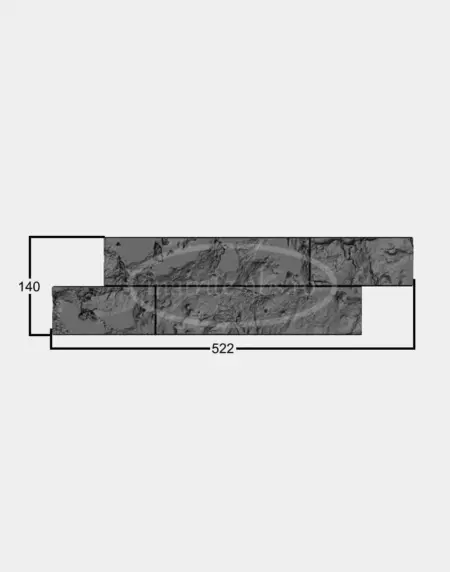 Vedere frontala a matritei din ABS pentru modelul ZedRock, utilizata la realizarea placilor decorative, cu dimensiuni specificate