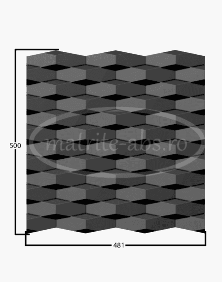 Model 3D pentru placa decorativa HexLine, dimensiuni 500x481 mm, design tridimensional hexagonal pentru interior