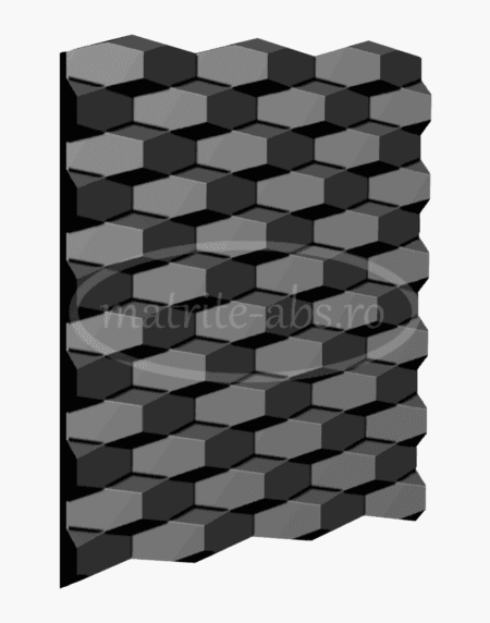 Model 3D HexLine pentru placa decorativa, vedere laterala, design geometric 3D hexagonal pentru interior