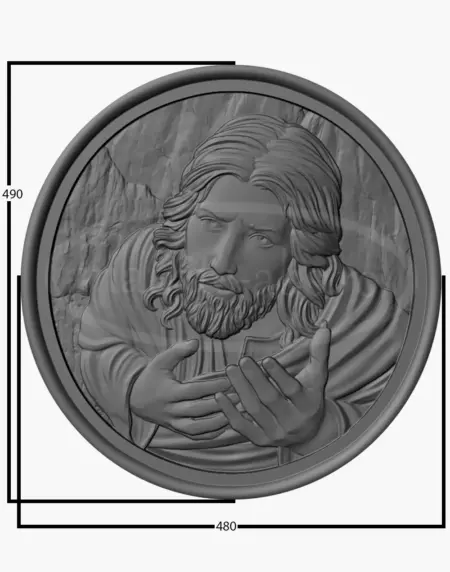Dimensiuni Matrita ABS Tablou Relief Iisus 490x480x30 mm