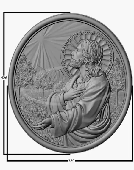 Dimensiuni Matrita ABS Tablou Relief Iisus Pastorul 380x426x30 mm