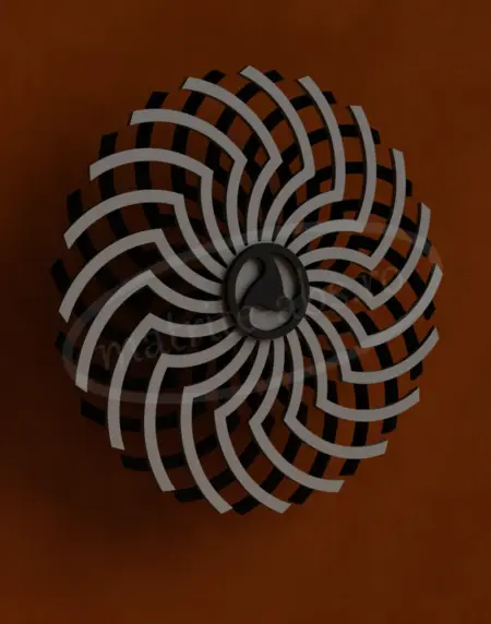 Sculptura kinetica Hypno Bloom de perete, model geometric in miscare