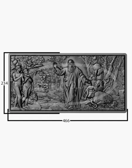 Matrita ABS Gradina Edenului - vedere frontala tehnica cu dimensiunile 466x234 mm