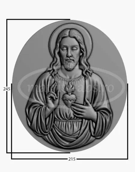 Matrita ABS Iisus Izvorul Iubirii - imagine frontala cu dimensiuni 245x215 mm