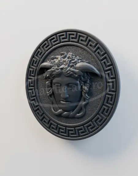 Medalion decorativ Medusa văzut din unghi