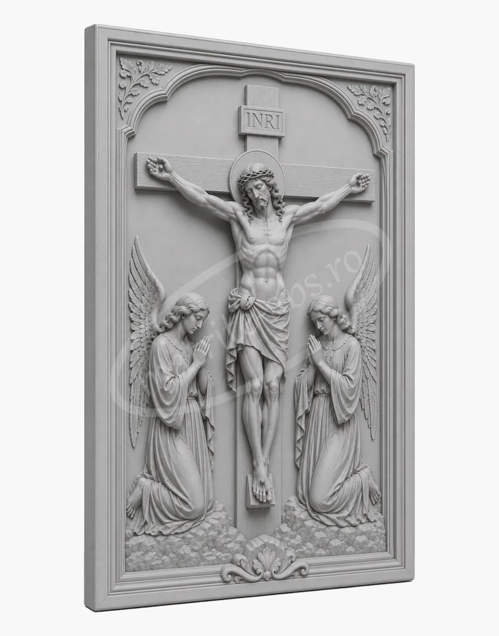 Matrita ABS pentru turnat - Tablou relief - Inchinarea Ingerilor Matrita ABS Inchinarea Ingerilor pentru turnat tablou relief religios vedere 45 grade