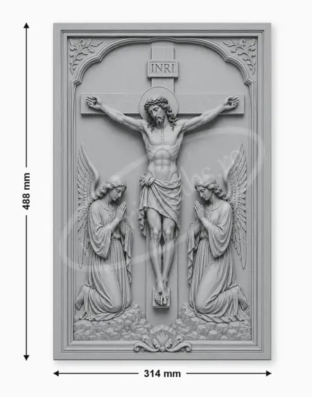 Matrita ABS Inchinarea Ingerilor dimensiuni 488x314x18 mm pentru turnat tablou relief religios