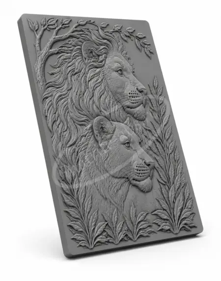 Matrita ABS Leu si Leoaica pentru turnat tablou decorativ in relief