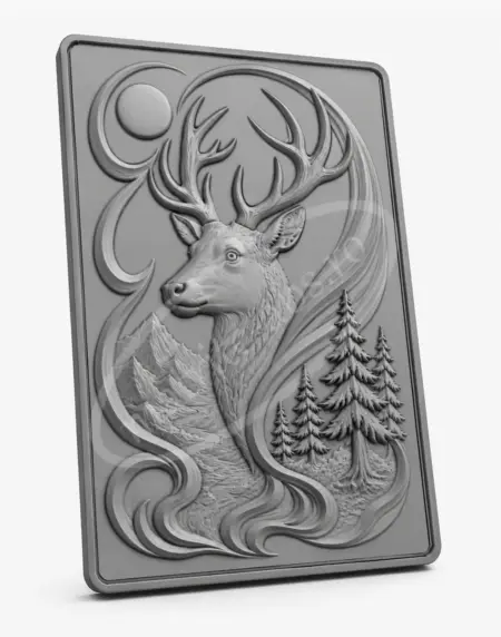 Tablou relief Spiritul Padurii obtinut cu matrita ABS - vedere 45 grade