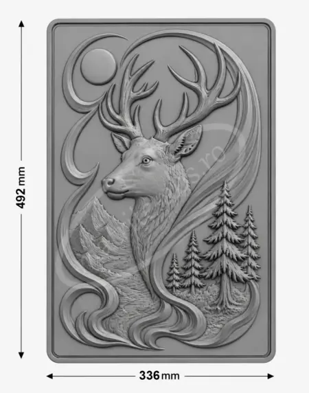 Tablou relief Spiritul Padurii obtinut cu matrita ABS - dimensiuni 492x336 mm
