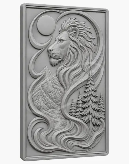 Matrita ABS Taramul Leului pentru turnat tablou relief cu leu vedere 45 grade