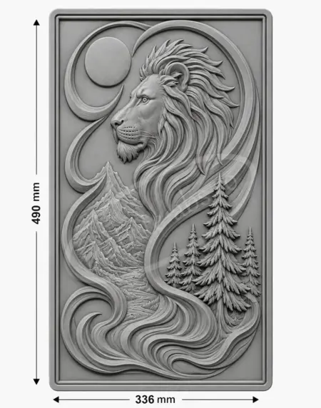 Tablou relief Taramul Leului obtinut cu matrita ABS - dimensiuni 490x336 mm