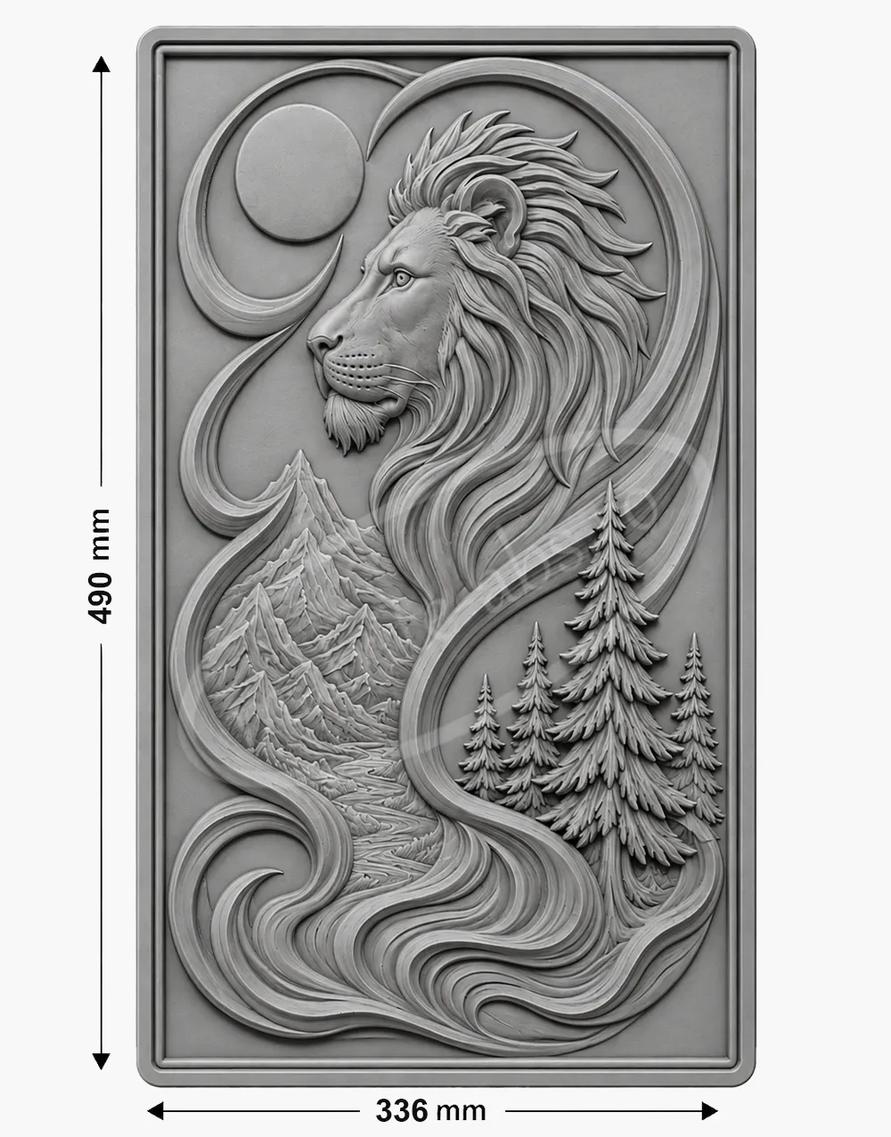 Matrita ABS pentru turnat - Tablou relief - Taramul Leului Tablou relief Taramul Leului obtinut cu matrita ABS - dimensiuni 490x336 mm