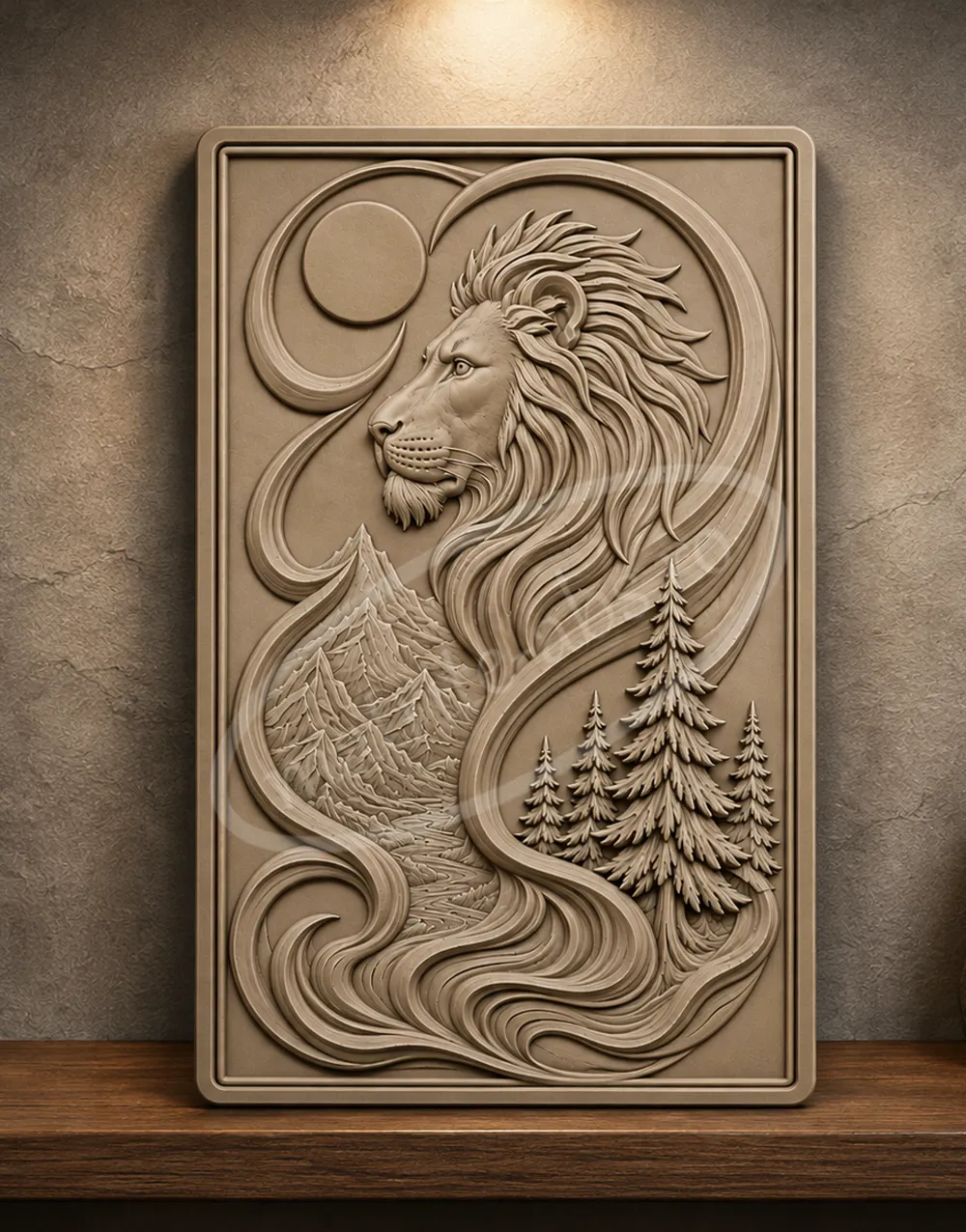 Matrita ABS pentru turnat - Tablou relief - Taramul Leului Tablou relief Taramul Leului obtinut cu matrita ABS in decor interior